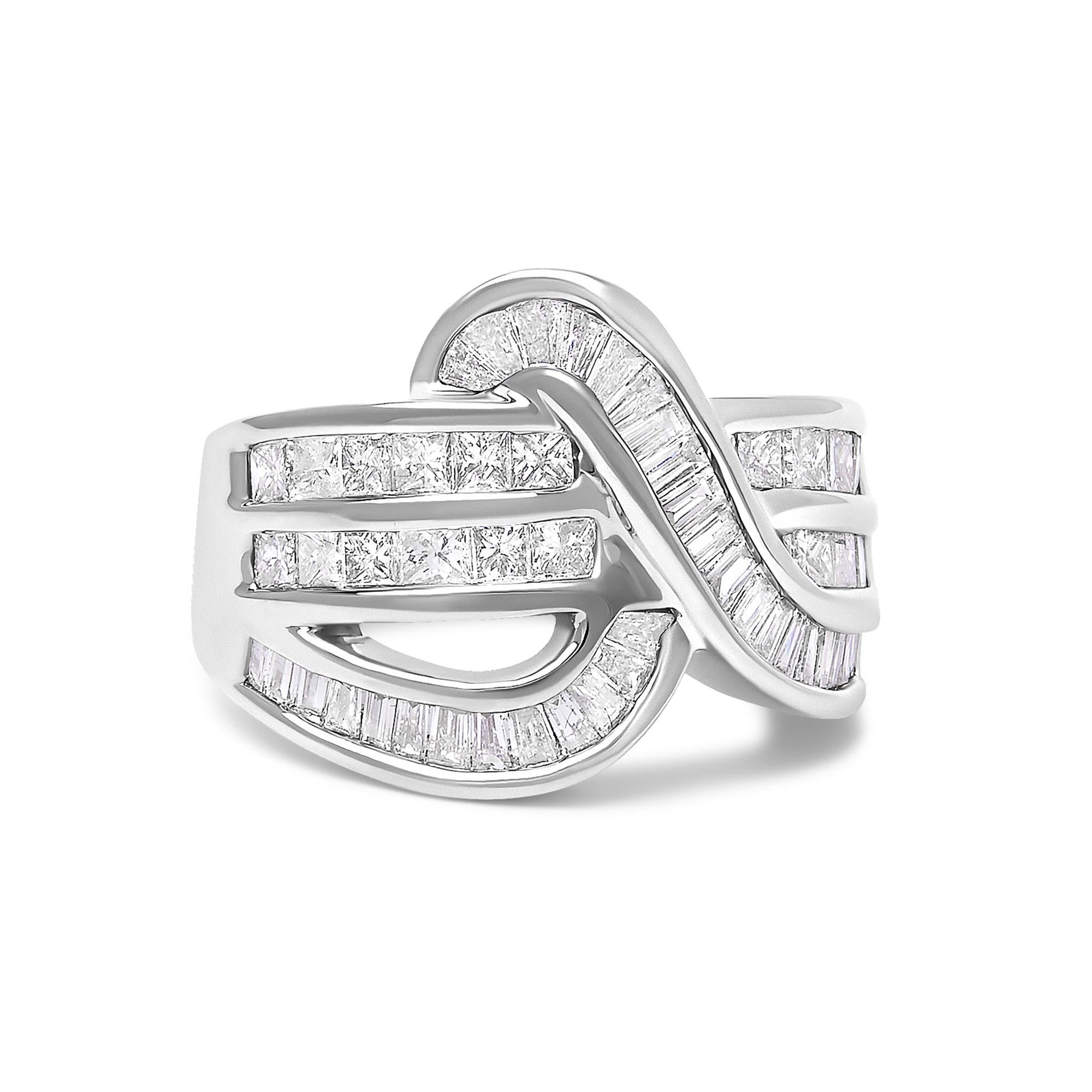 14K White Gold 2.0 Cttw Diamond Channel Set Bypass Ring