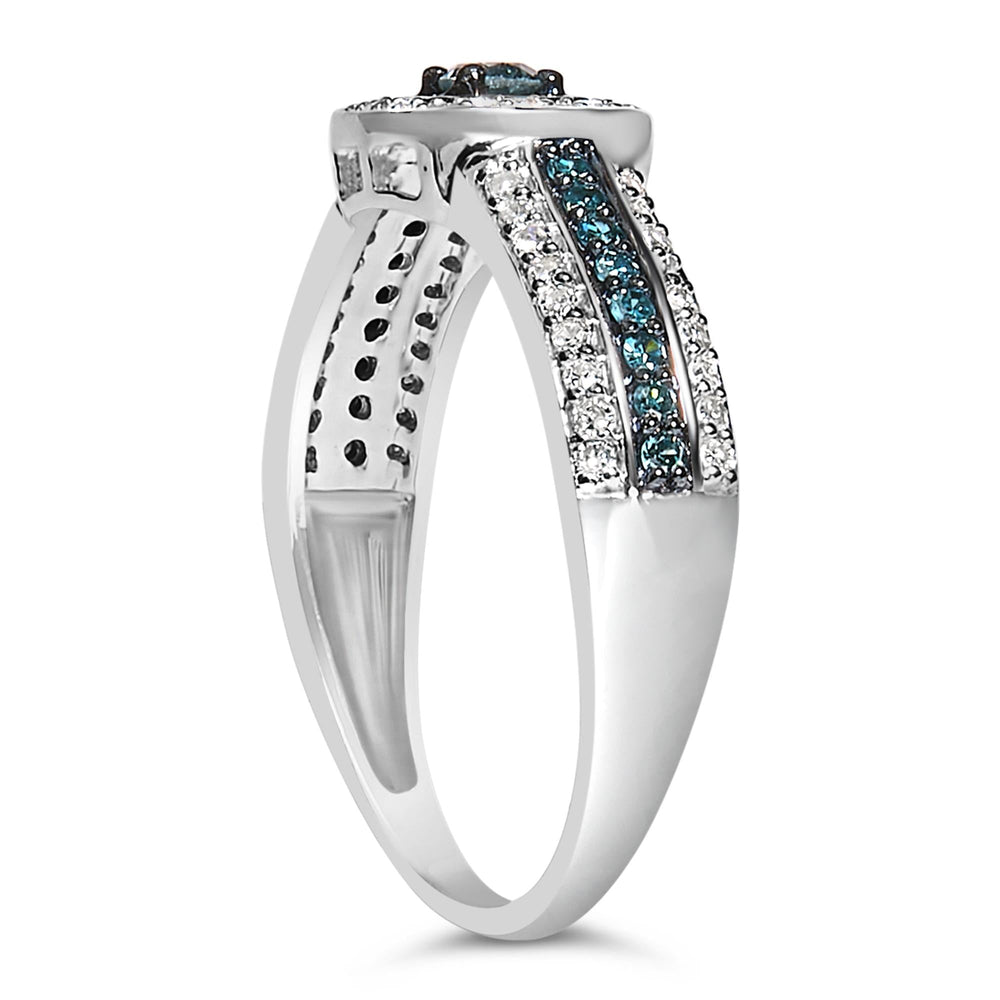 .925 Sterling Silver Treated Blue Miracle-Set Diamond Engagement Ring (1/2 Cttw, J-K Color, I1-I2 Clarity)
