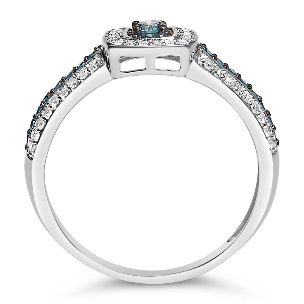 .925 Sterling Silver Treated Blue Miracle-Set Diamond Engagement Ring (1/2 Cttw, J-K Color, I1-I2 Clarity)