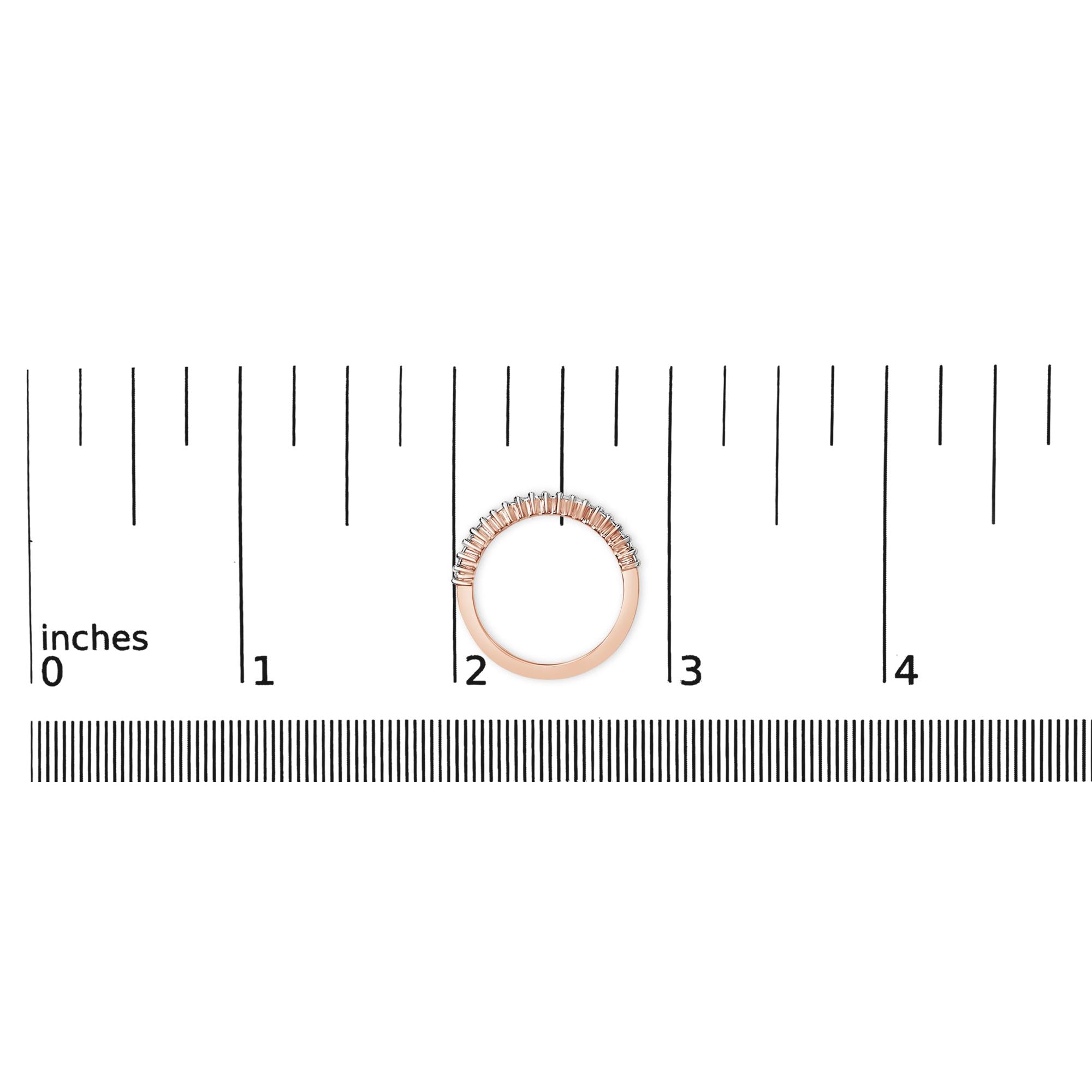 10K Rose Gold Plated Sterling Silver 1/3 Cttw Diamond Band Ring