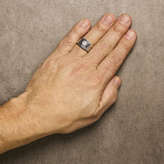 .925 Sterling Silver 3/8 Cttw Composite Enhanced Black and White Diamond Men's Band Ring (H-I, I2-I3)