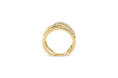 18K Yellow Gold Plated .925 Sterling Silver Pave Set 1/4 Cttw Diamond Open Crossover Band Ring (H-I Color, I1-I2 Clarity)