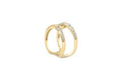 18K Yellow Gold Plated .925 Sterling Silver Pave Set 1/4 Cttw Diamond Open Crossover Band Ring (H-I Color, I1-I2 Clarity)