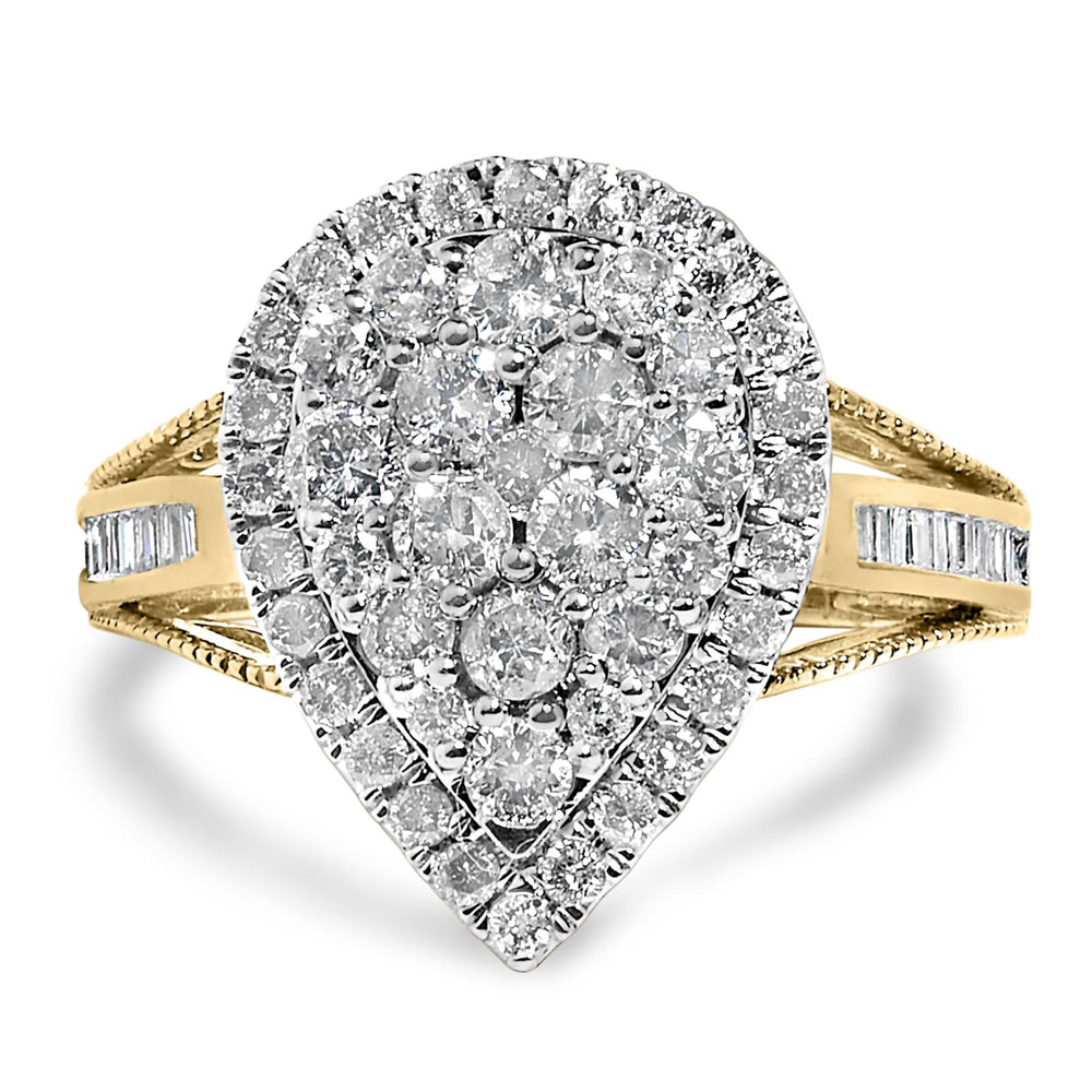 10K Yellow Gold Plated .925 Sterling Silver 1 1/2 Cttw Round-Cut Diamond Cocktail Ring (I-J Color, I1-I2 Clarity)