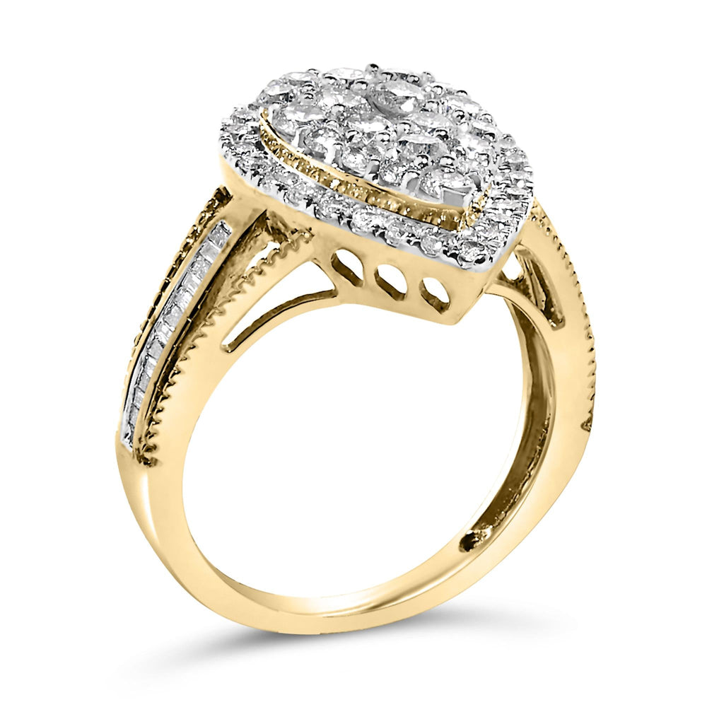 10K Yellow Gold Plated .925 Sterling Silver 1 1/2 Cttw Round-Cut Diamond Cocktail Ring (I-J Color, I1-I2 Clarity)