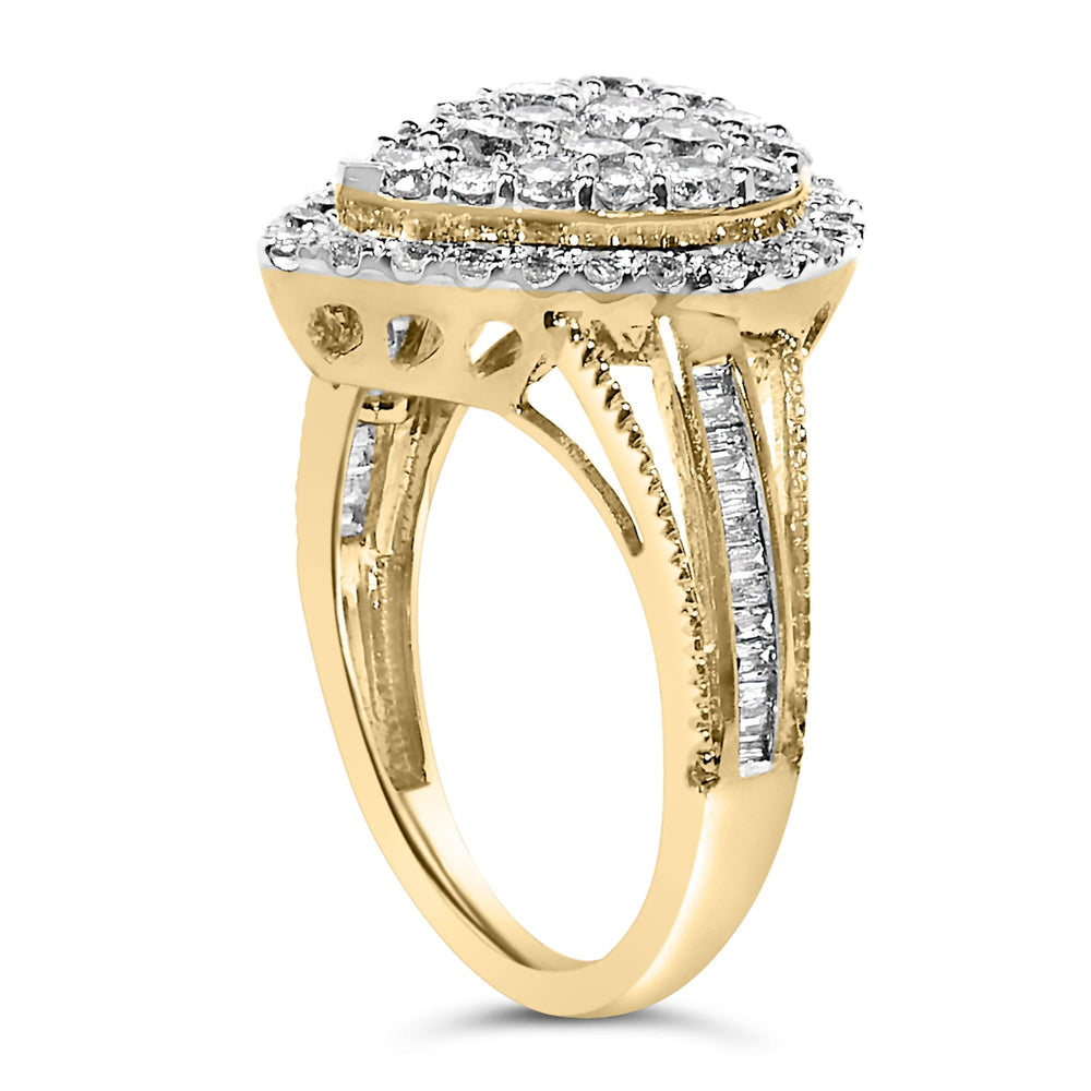10K Yellow Gold Plated .925 Sterling Silver 1 1/2 Cttw Round-Cut Diamond Cocktail Ring (I-J Color, I1-I2 Clarity)