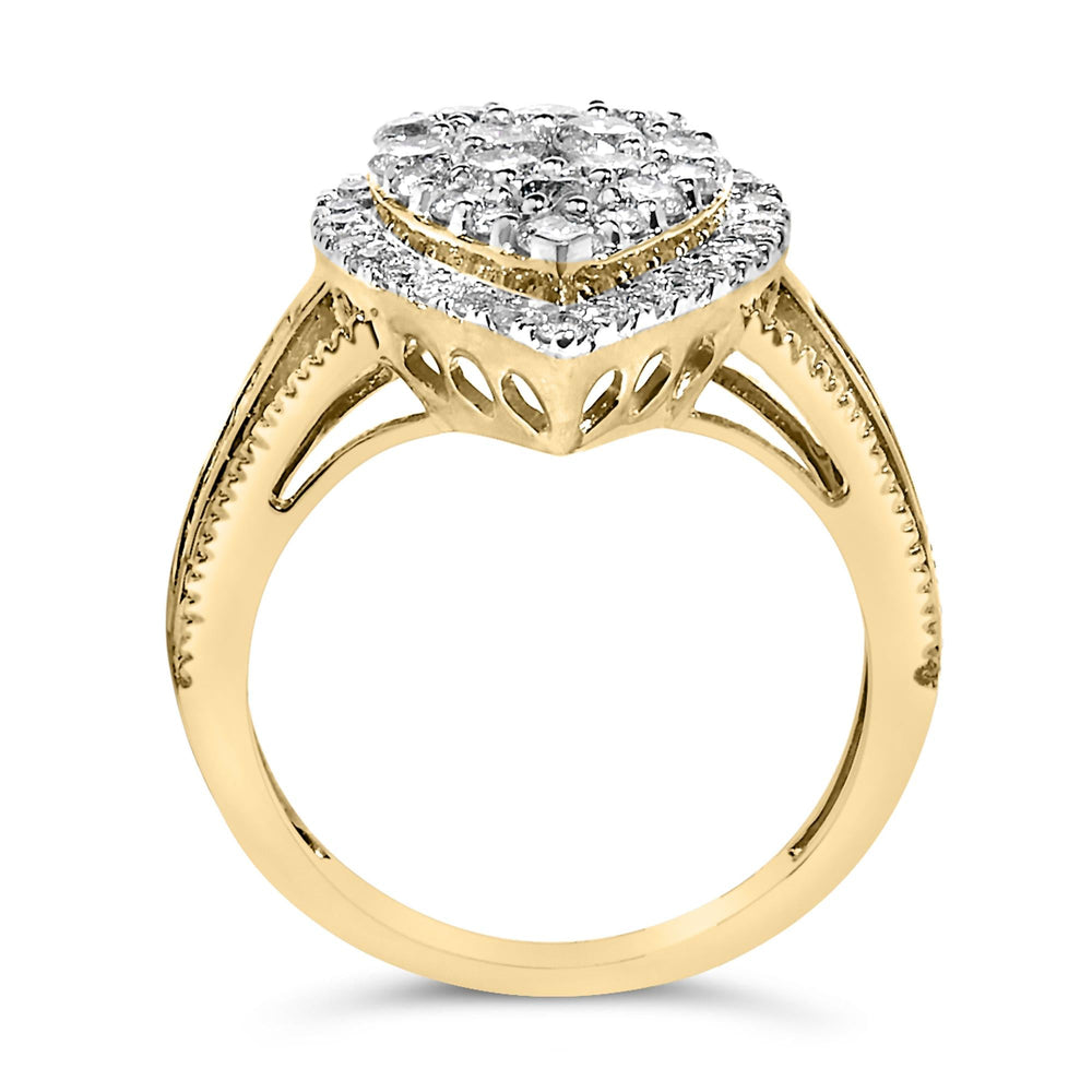 10K Yellow Gold Plated .925 Sterling Silver 1 1/2 Cttw Round-Cut Diamond Cocktail Ring (I-J Color, I1-I2 Clarity)
