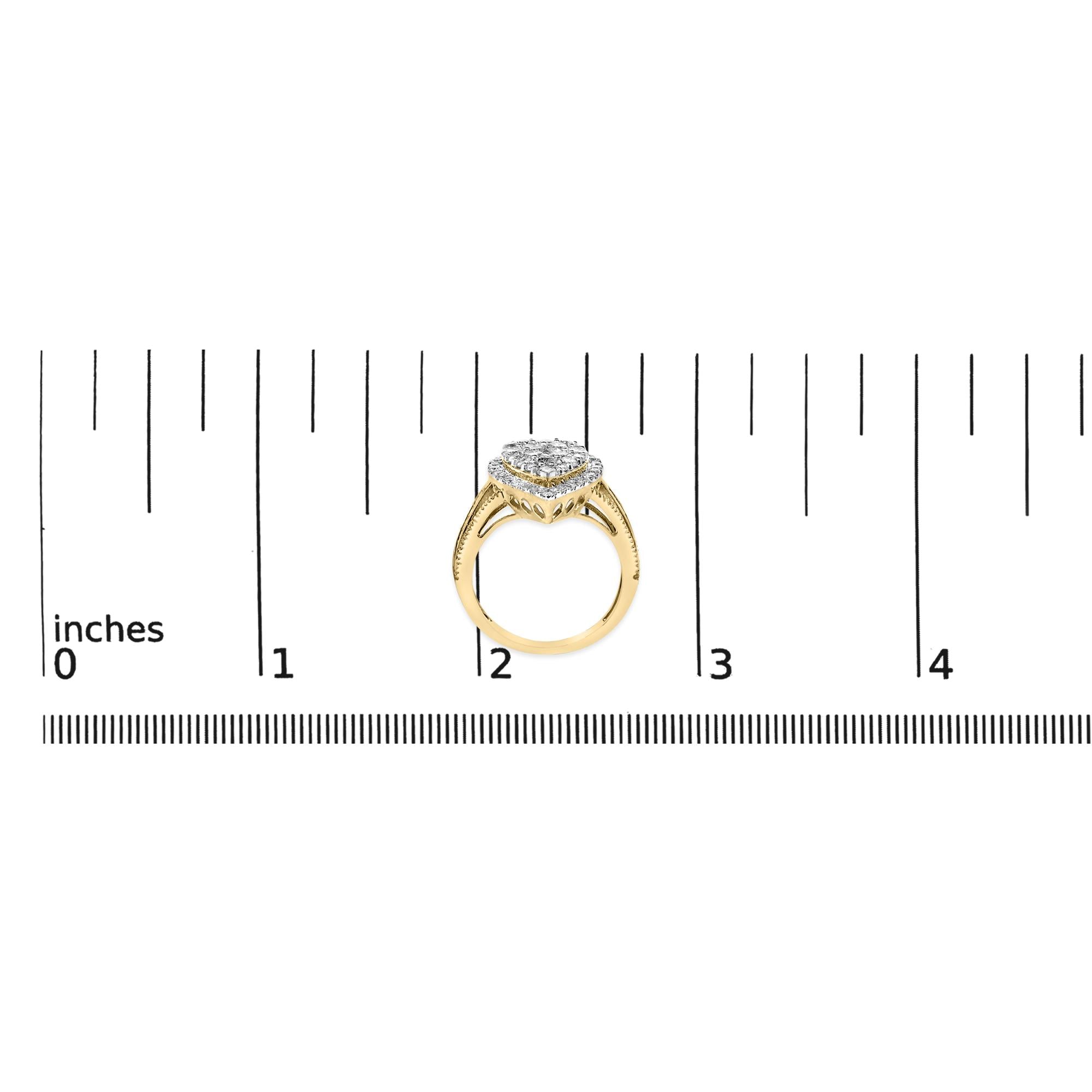 10K Yellow Gold Plated .925 Sterling Silver 1 1/2 Cttw Round-Cut Diamond Cocktail Ring (I-J Color, I1-I2 Clarity)