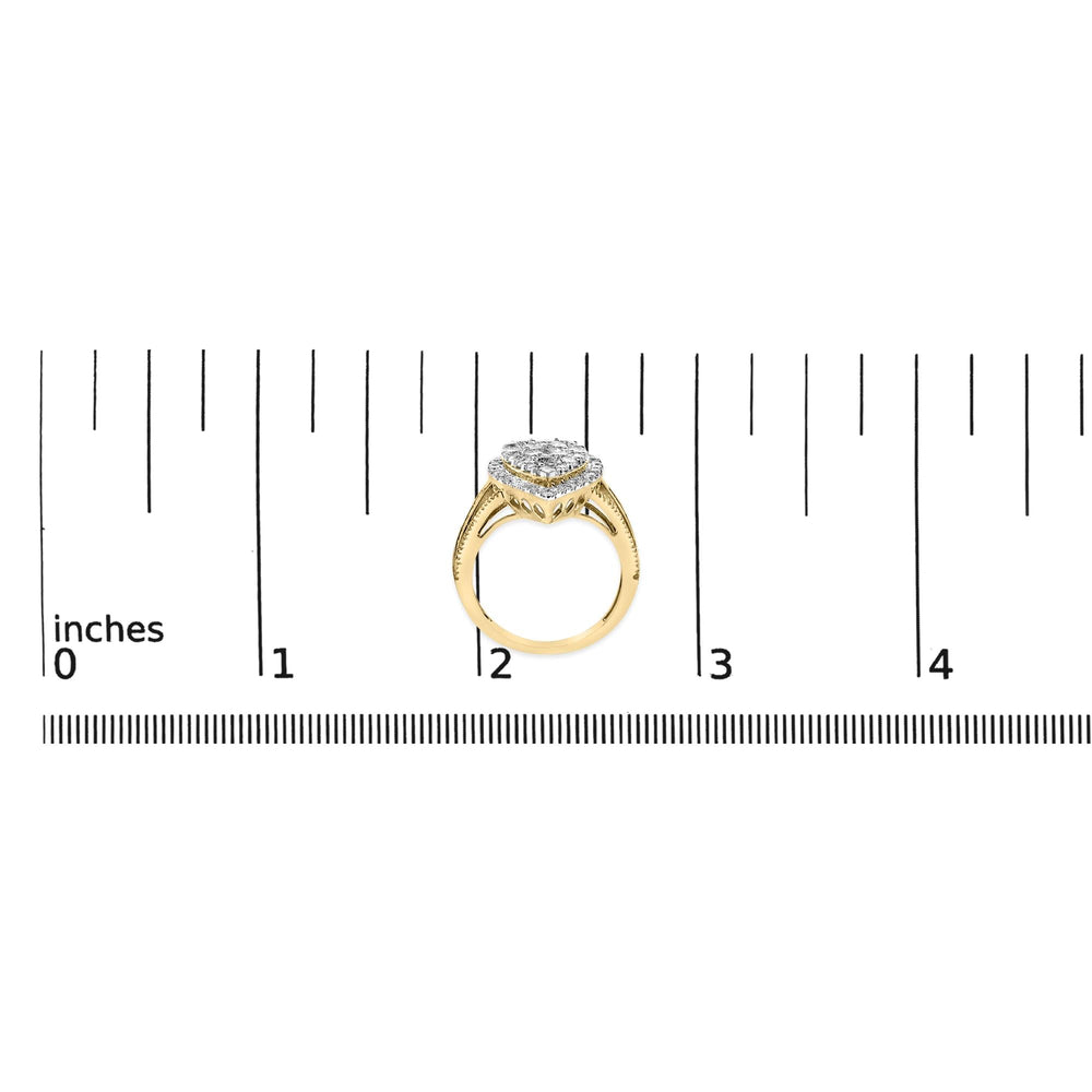 10K Yellow Gold Plated .925 Sterling Silver 1 1/2 Cttw Round-Cut Diamond Cocktail Ring (I-J Color, I1-I2 Clarity)