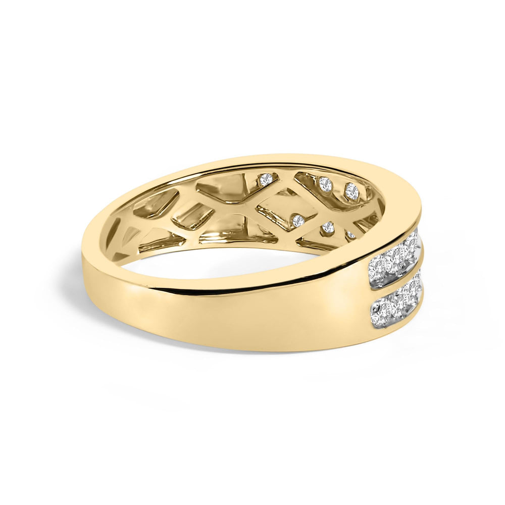 10K Yellow Gold Two-Row Diamond Band Ring (1 Cttw, J-K Color, I1-I2 Clarity)