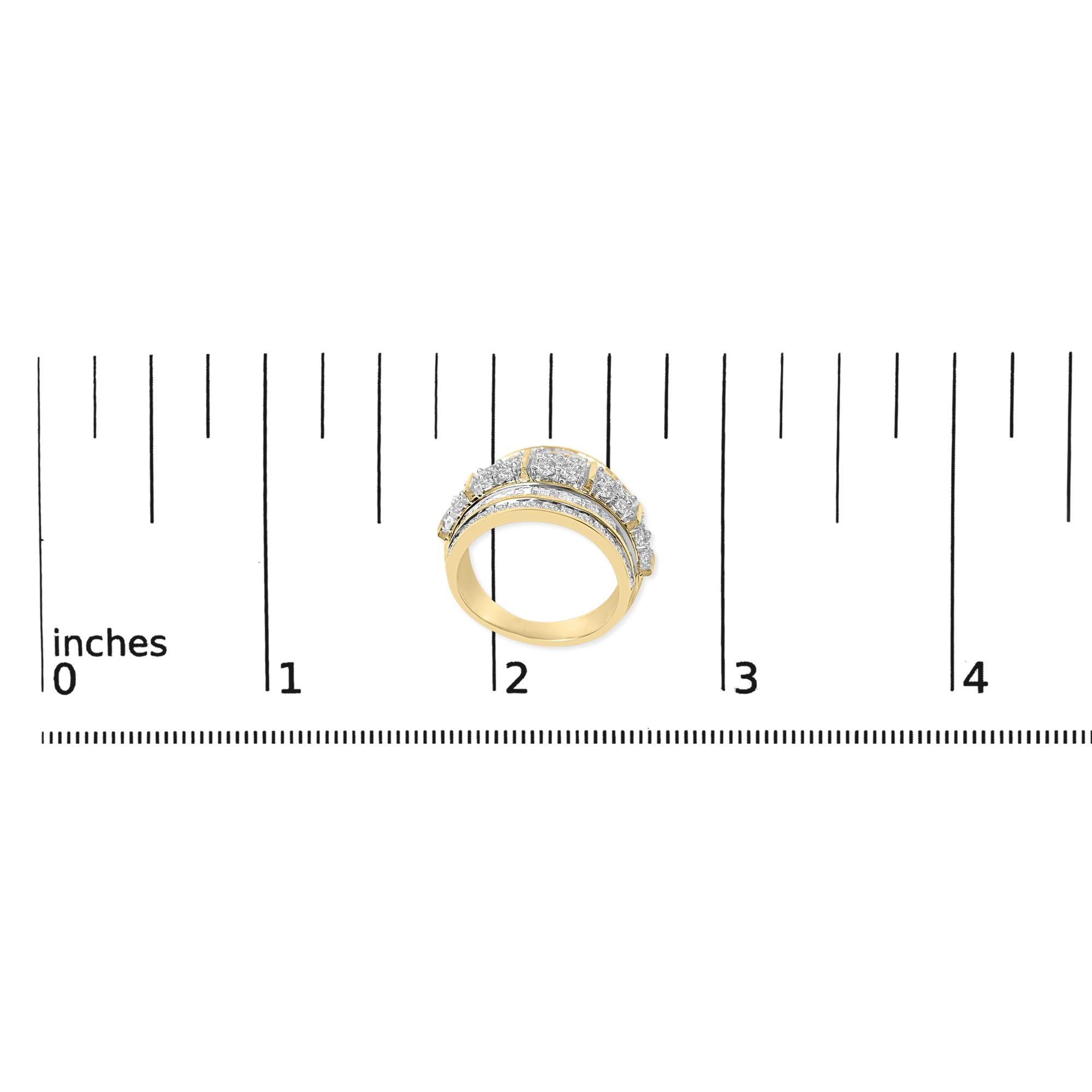 .925 Sterling Silver 2.0 Cttw Round & Baguette Cut Diamond Multi-Row Channel Set Tapered Cocktail Fashion Ring (I-J Color, I3 Clarity)