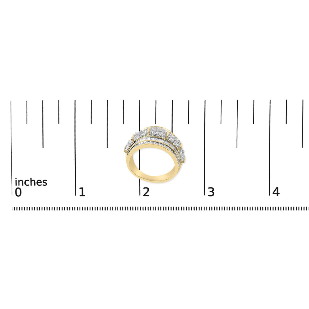 .925 Sterling Silver 2.0 Cttw Round & Baguette Cut Diamond Multi-Row Channel Set Tapered Cocktail Fashion Ring (I-J Color, I3 Clarity)