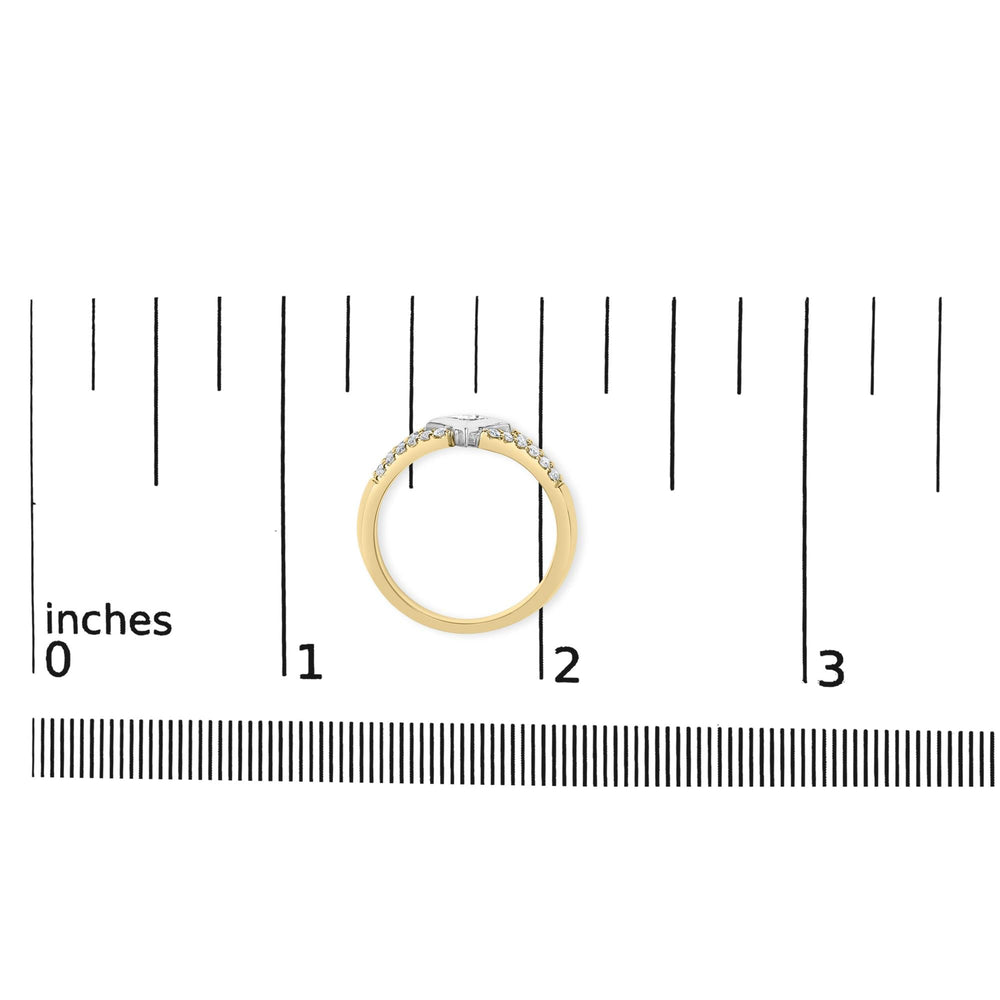 10K Two Tone Color 1/2 Cttw Diamond Kite and Split Shank Ring (H-I Color,SI2-I1 Clarity)