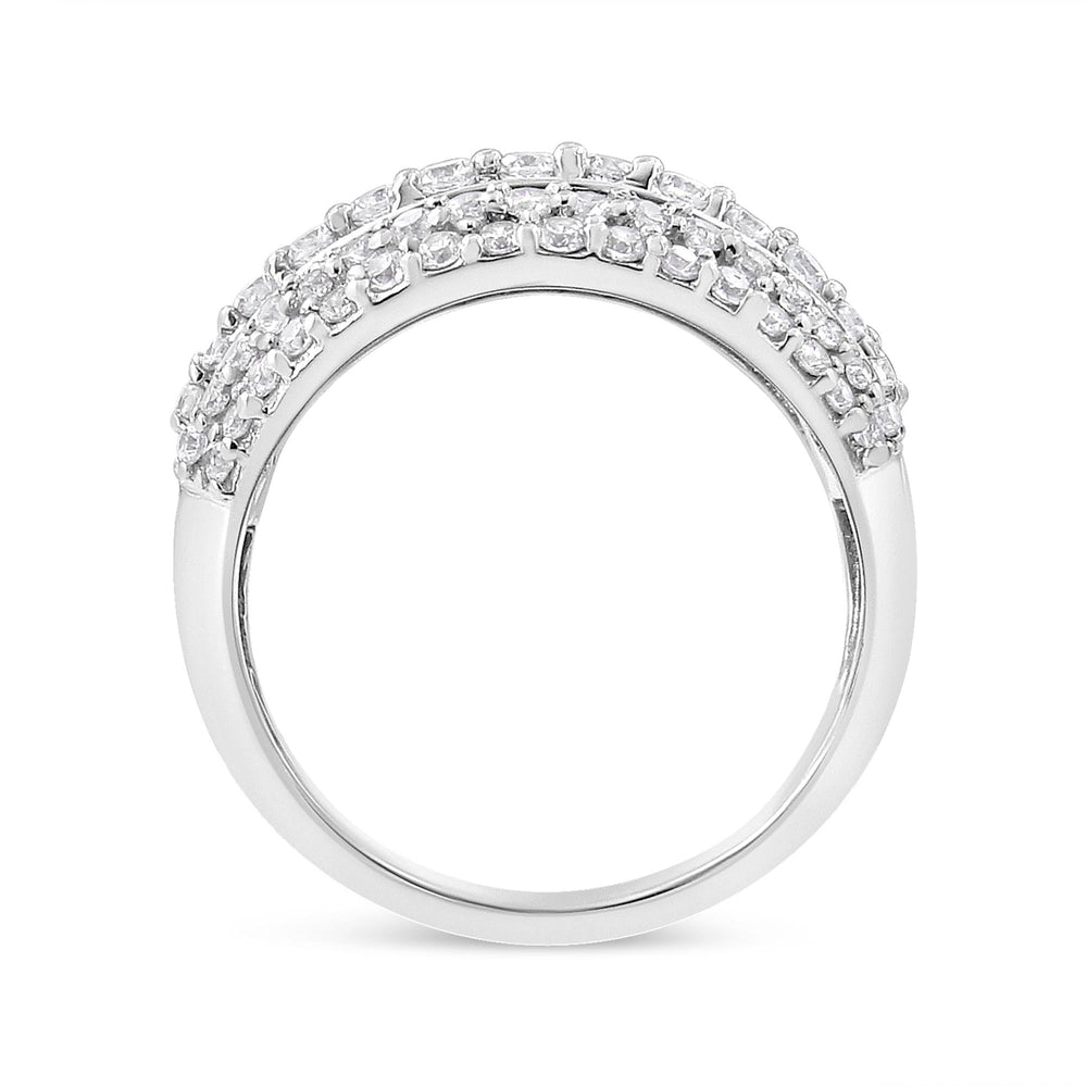 .925 Sterling Silver 2.00 Cttw Round and Baguette-Cut Diamond Cluster Ring (H-I Color, I1-I2 Clarity)