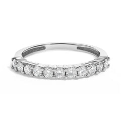 .925 Sterling Silver 1/2 cttw Shared Prong-Set Brilliant Round-Cut Diamond 11 Stone Band Ring (I-J Color, SI2-I1 Clarity)