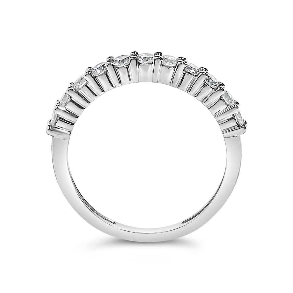 .925 Sterling Silver 1/2 cttw Shared Prong-Set Brilliant Round-Cut Diamond 11 Stone Band Ring (I-J Color, SI2-I1 Clarity)