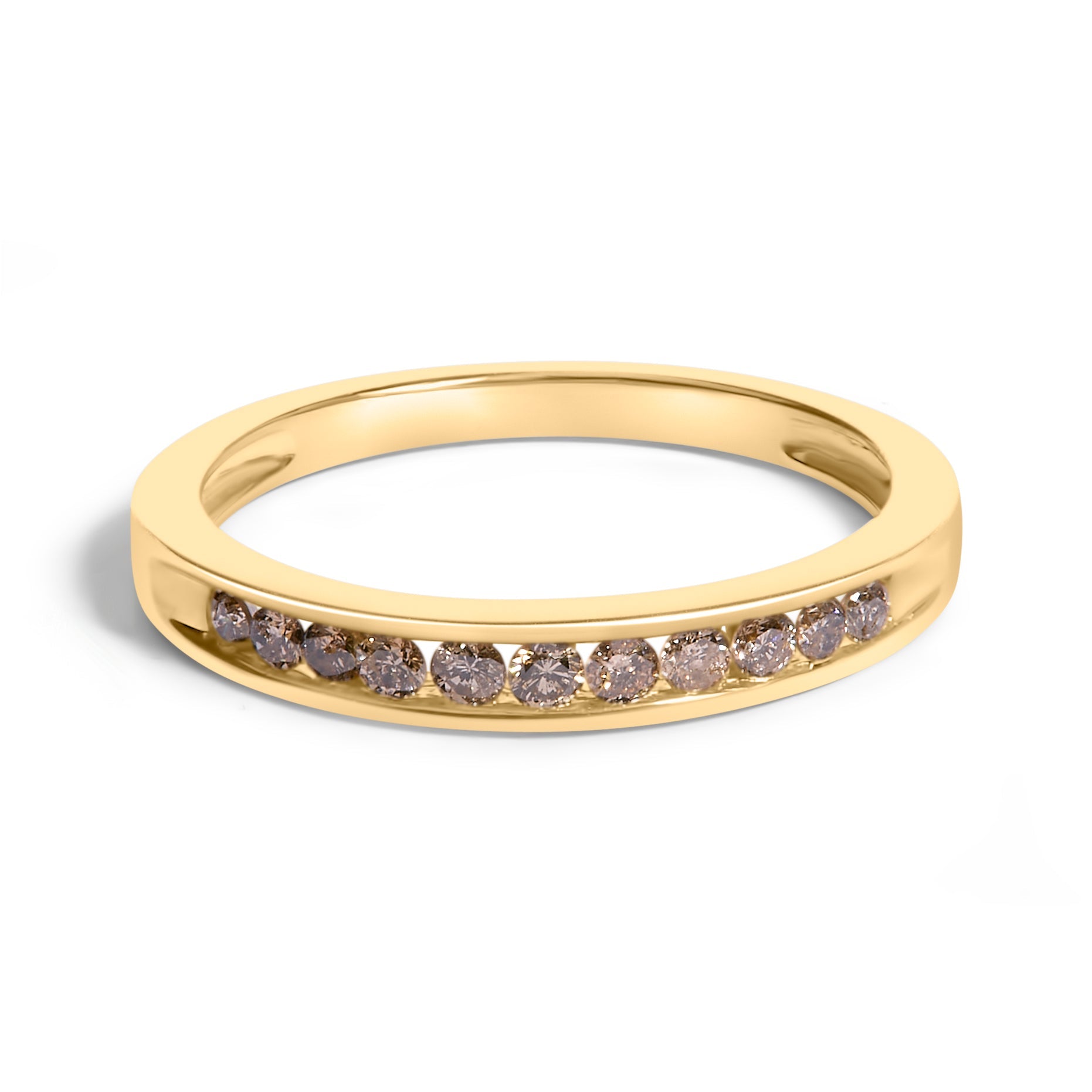 IGI Certified 1/4 Cttw Diamond 10K Yellow Gold Channel Set Band Style Ring (J-K Color, I2-I3 Clarity)