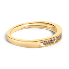 10K Yellow Gold Plated .925 Sterling Silver 1/4 Cttw Channel Set Round Diamond 11 Stone Wedding Band Ring (K-L Color, I1-I2 Clarity)
