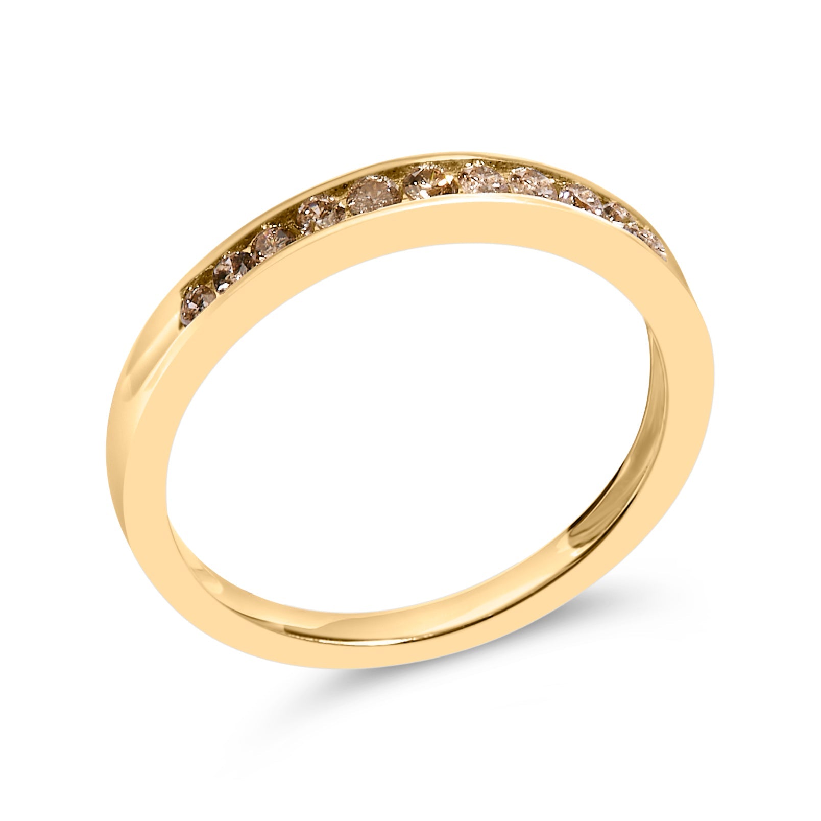 10K Yellow Gold Plated .925 Sterling Silver 1/4 Cttw Channel Set Round Diamond 11 Stone Wedding Band Ring (K-L Color, I1-I2 Clarity)