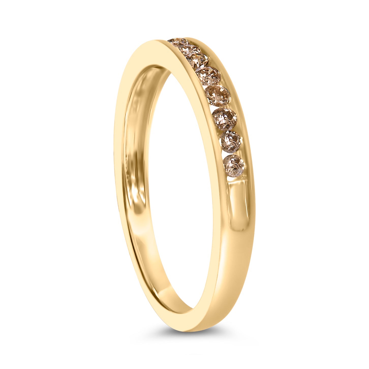 10K Yellow Gold Plated .925 Sterling Silver 1/4 Cttw Channel Set Round Diamond 11 Stone Wedding Band Ring (K-L Color, I1-I2 Clarity)