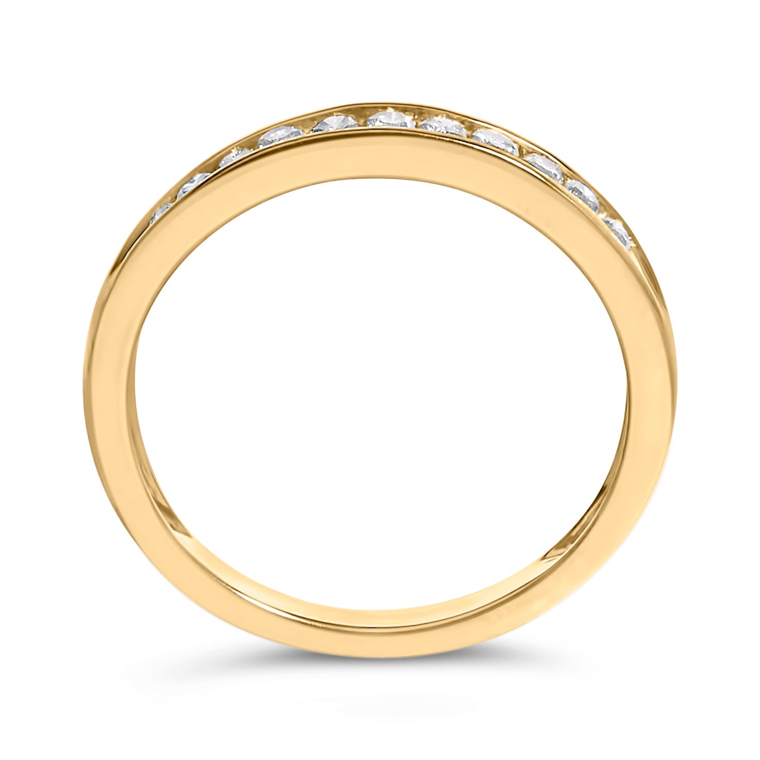 10K Yellow Gold Plated .925 Sterling Silver 1/4 Cttw Channel Set Round Diamond 11 Stone Wedding Band Ring (K-L Color, I1-I2 Clarity)