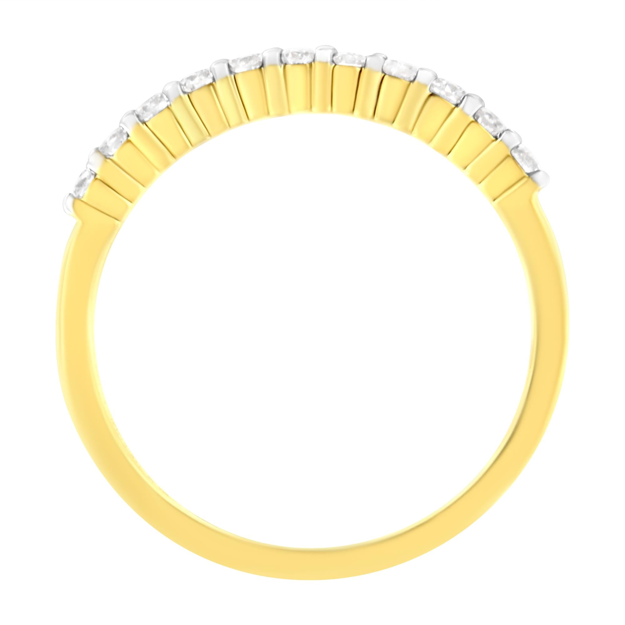 IGI Certified 1/4 Cttw Diamond 10K Yellow Gold Prong Set Fluted Band Style Ring (I-J Color, I2-I3 Clarity)