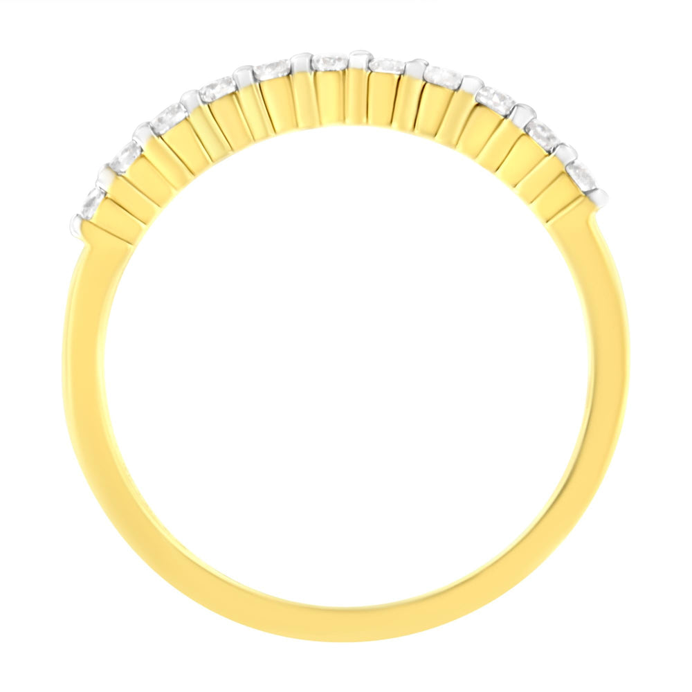 IGI Certified 1/4 Cttw Diamond 10K Yellow Gold Prong Set Fluted Band Style Ring (I-J Color, I2-I3 Clarity)