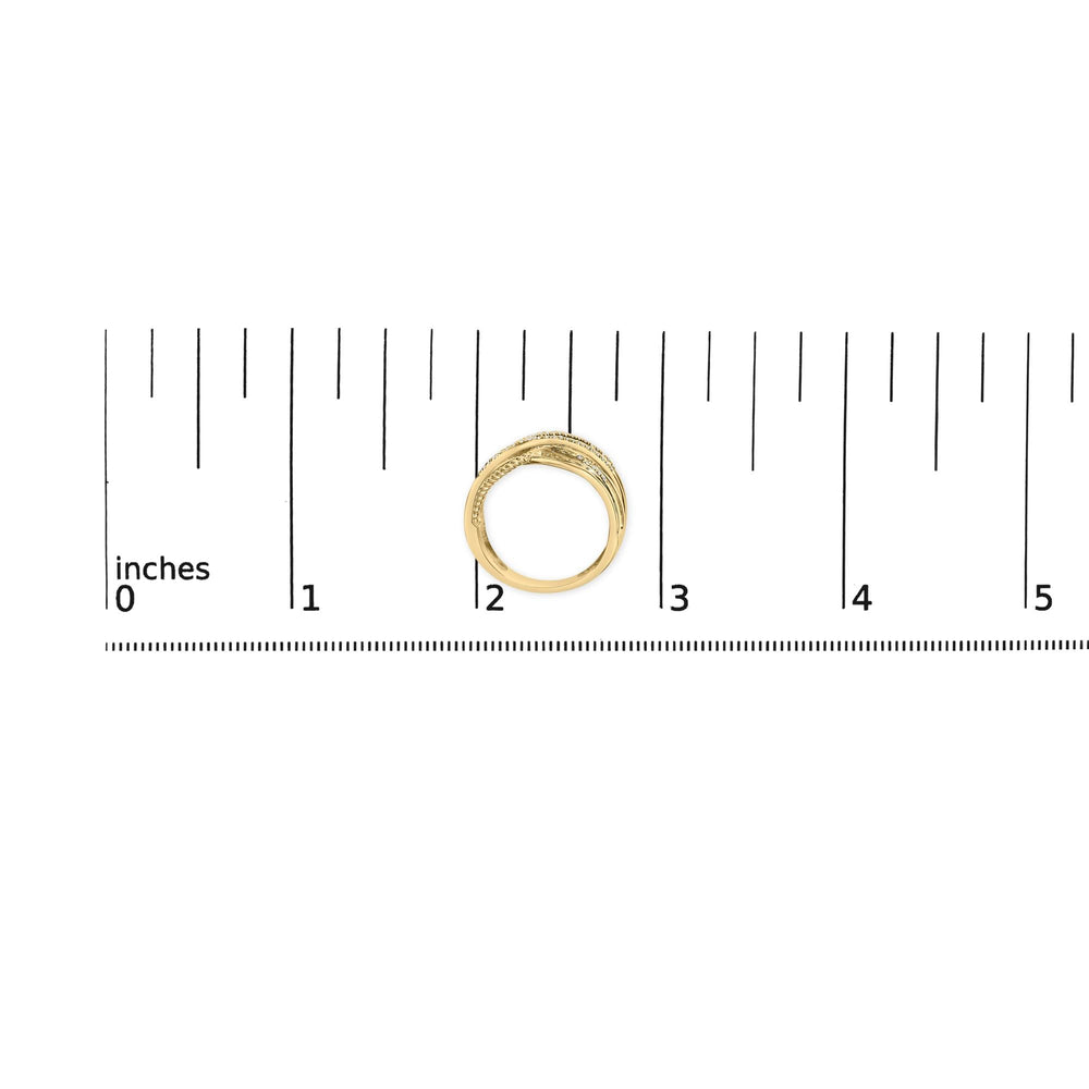 10K Yellow Gold Plated .925 Sterling Silver 1/10 Cttw Diamond Multi Row Crossover Ring Band (I-J Color, I1-I2 Clarity)