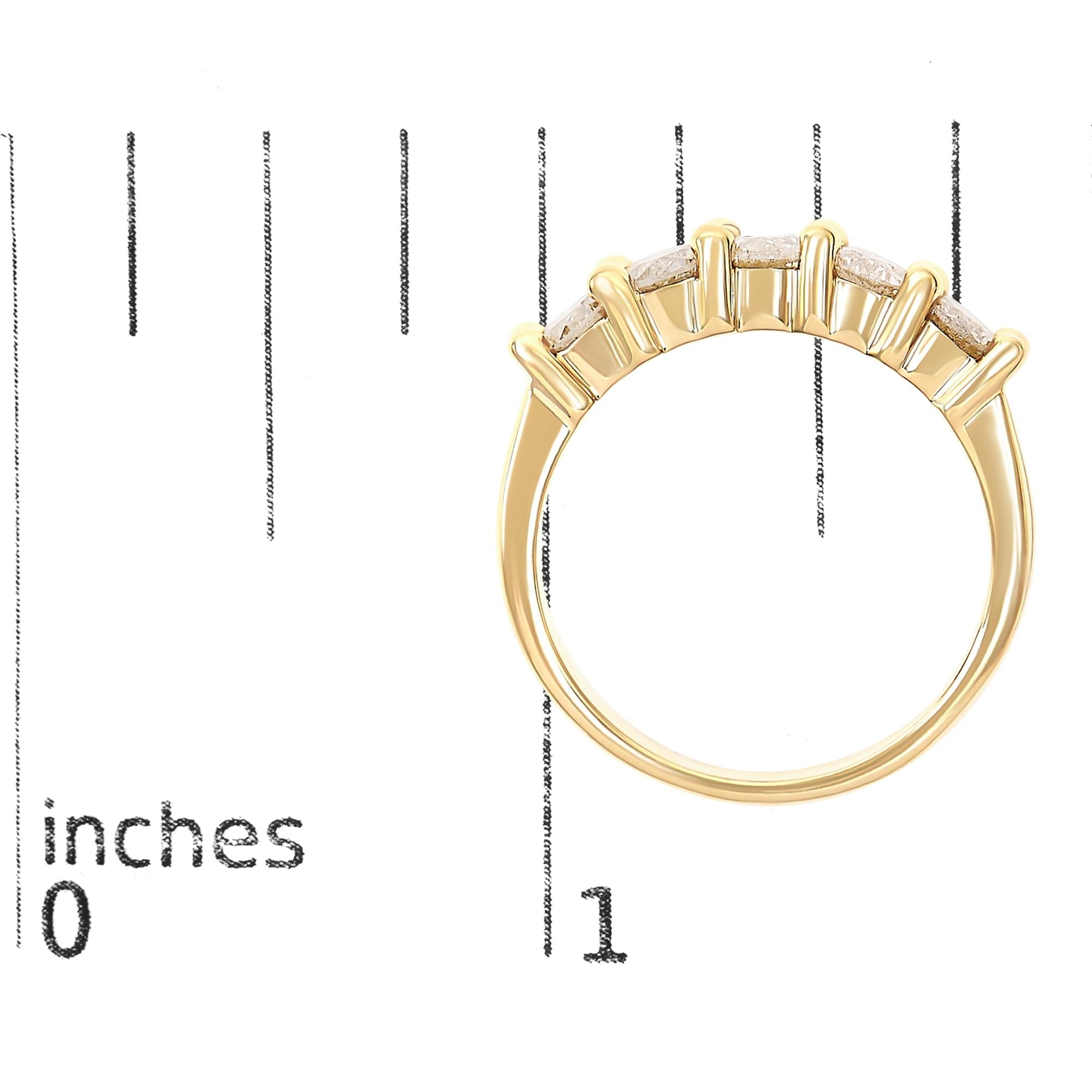 14K Yellow Gold Plated .925 Sterling Silver 1.0 Cttw Shared Prong-set Round Diamond 5 Stone Band Ring (J-K Color, I1-I2 Clarity)
