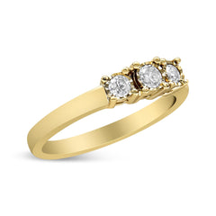 14K Yellow Gold Plated .925 Sterling Silver 1/4 Cttw Diamond 3 Stone Illusion Plate Ring (J-K Color, I1-I2 Clarity)