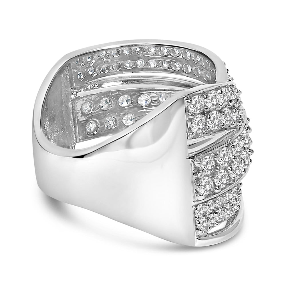 .925 Sterling Silver 2.00 Cttw Round-Cut Diamond Overlapping Bypass Band Ring (I-J Color, I2-I3 Clarity)