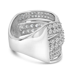 .925 Sterling Silver 2.00 Cttw Round-Cut Diamond Overlapping Bypass Band Ring (I-J Color, I2-I3 Clarity)