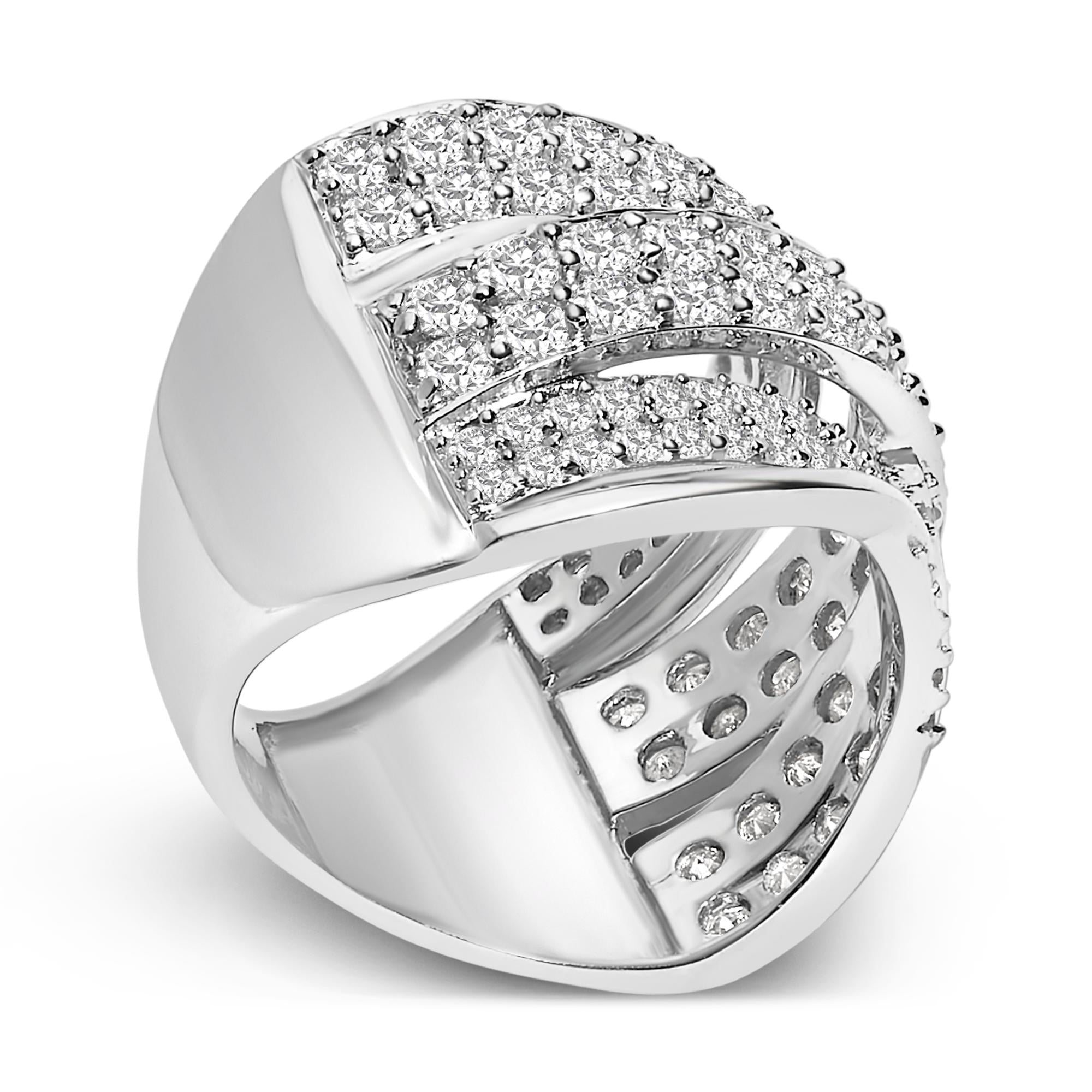 .925 Sterling Silver 2.00 Cttw Round-Cut Diamond Overlapping Bypass Band Ring (I-J Color, I2-I3 Clarity)