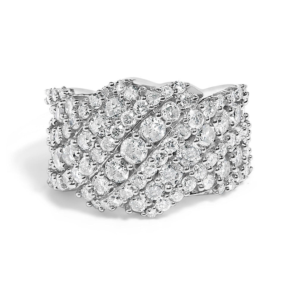 10K Gold 3.00 Cttw Diamond Multi Row Cluster Band Ring (I-J Color, I3 Clarity)