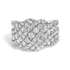 10K Gold 3.00 Cttw Diamond Multi Row Cluster Band Ring (I-J Color, I3 Clarity)
