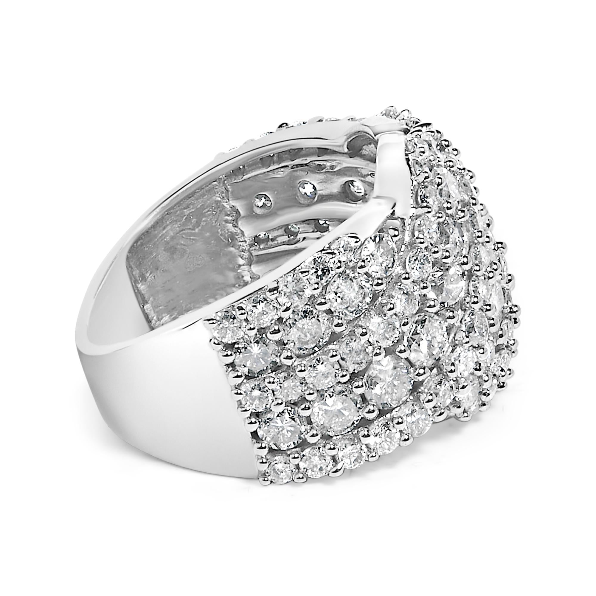10K Gold 3.00 Cttw Diamond Multi Row Cluster Band Ring (I-J Color, I3 Clarity)