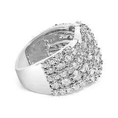 10K Gold 3.00 Cttw Diamond Multi Row Cluster Band Ring (I-J Color, I3 Clarity)