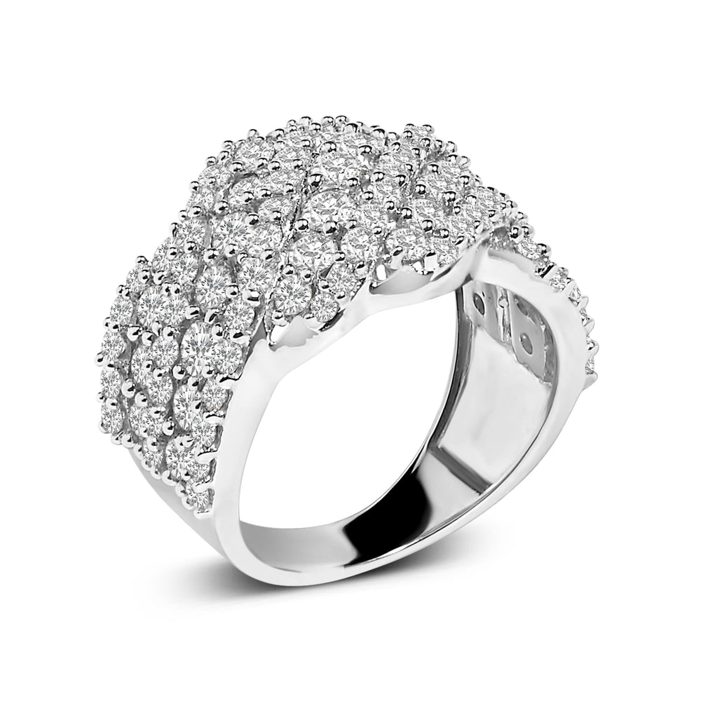 10K Gold 3.00 Cttw Diamond Multi Row Cluster Band Ring (I-J Color, I3 Clarity)