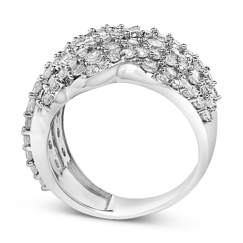 10K Gold 3.00 Cttw Diamond Multi Row Cluster Band Ring (I-J Color, I3 Clarity)
