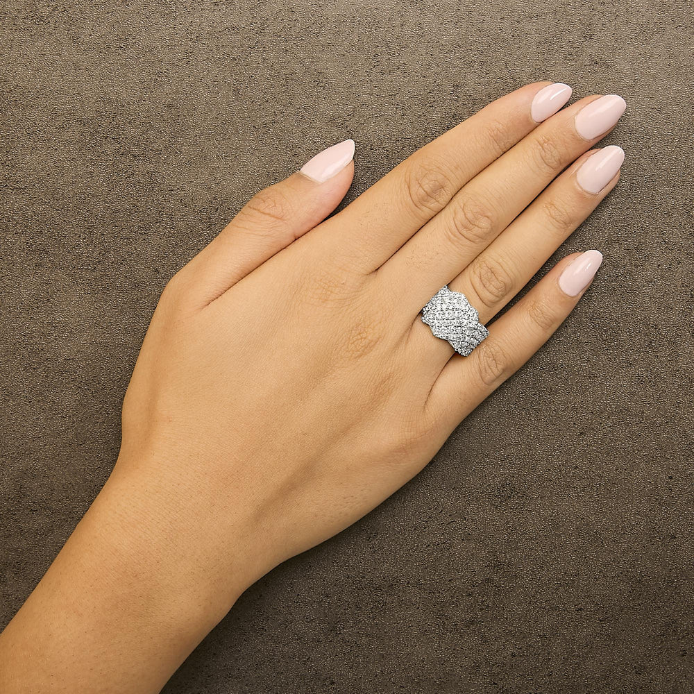 10K Gold 3.00 Cttw Diamond Multi Row Cluster Band Ring (I-J Color, I3 Clarity)