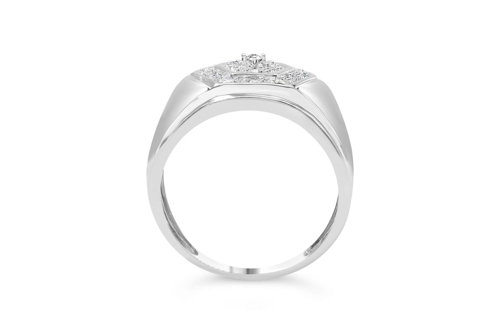Men's .925 Sterling Silver 1/2 Cttw Multi-Diamond Hexagon Frame Ring (I-J Color, I3 Clarity)