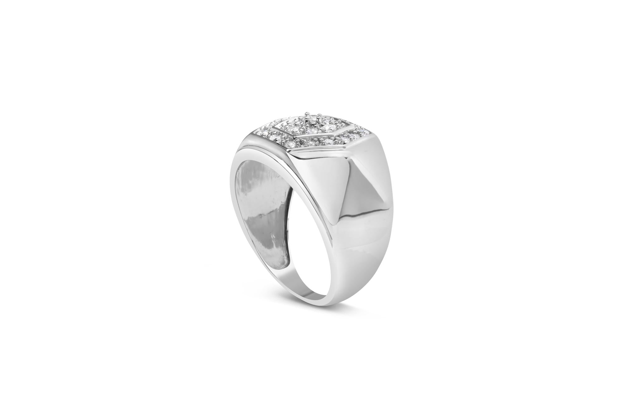 Men's .925 Sterling Silver 1/2 Cttw Multi-Diamond Hexagon Frame Ring (I-J Color, I3 Clarity)