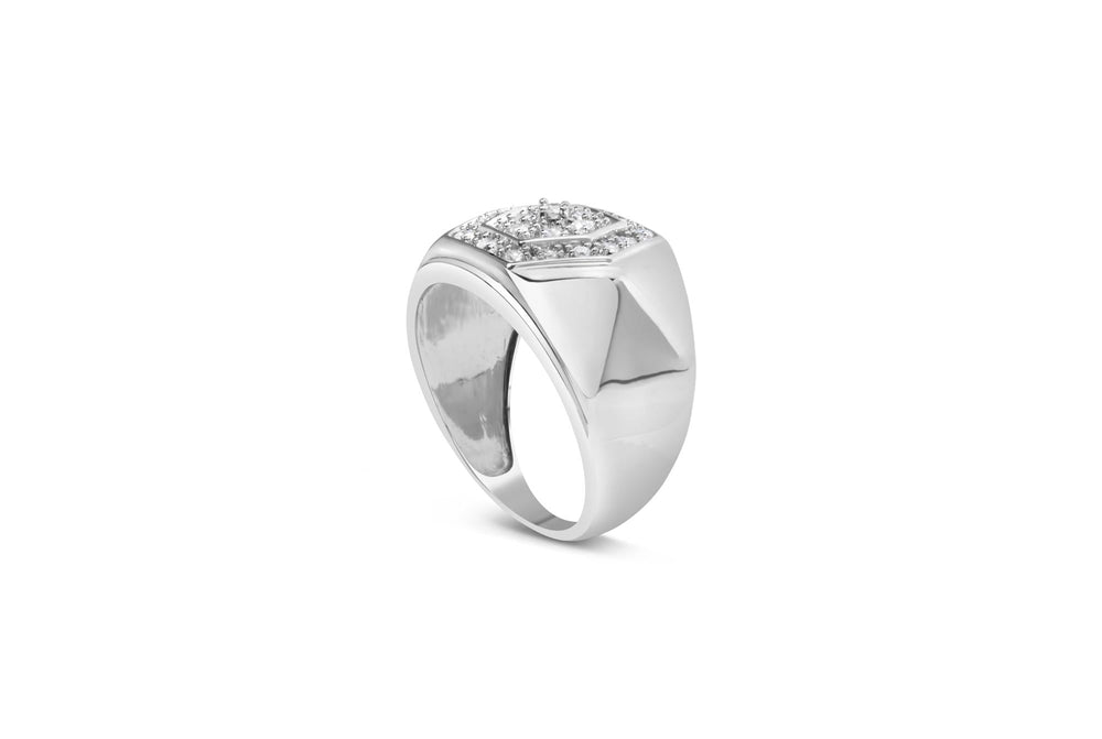 Men's .925 Sterling Silver 1/2 Cttw Multi-Diamond Hexagon Frame Ring (I-J Color, I3 Clarity)