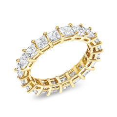 14K Yellow Gold 4.00 Cttw Shared Prong Set Princess Cut Diamond Eternity Band Ring (J-K Color, VS1-VS2 Clarity)