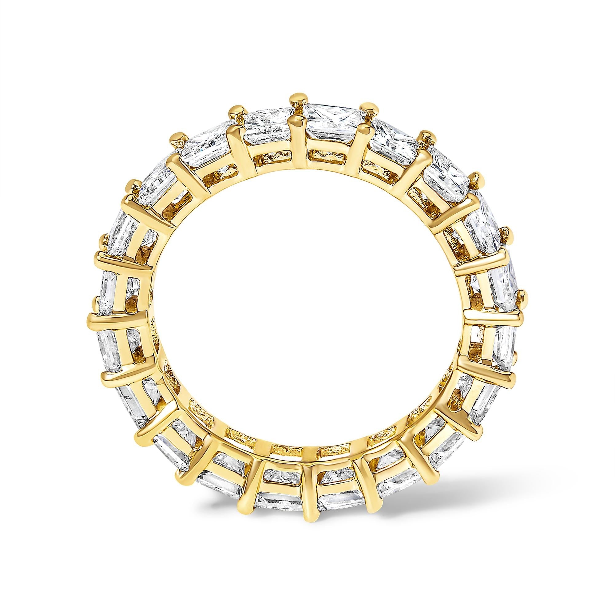 14K Yellow Gold 4.00 Cttw Shared Prong Set Princess Cut Diamond Eternity Band Ring (J-K Color, VS1-VS2 Clarity)