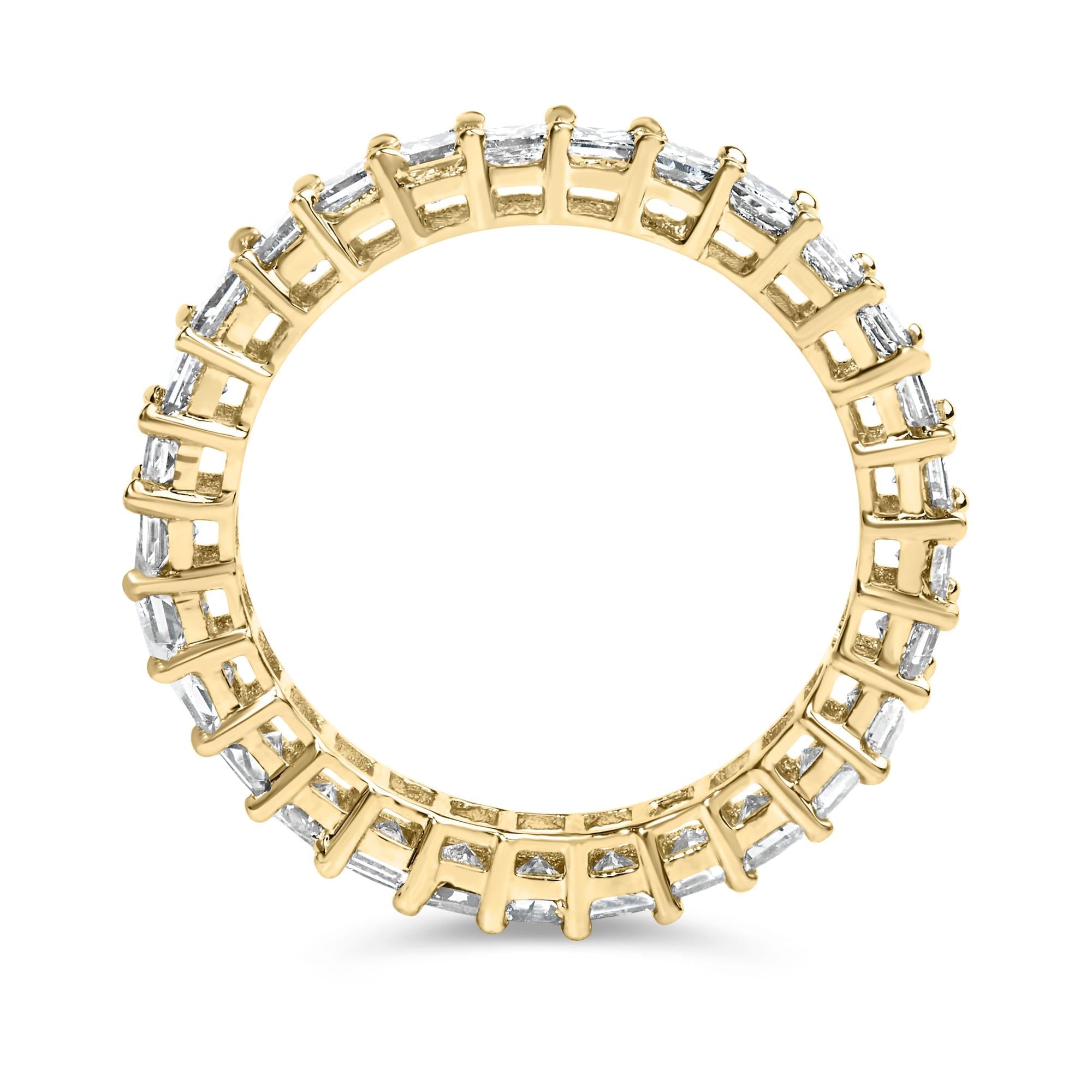 14K Yellow Gold 2.00 Cttw Shared Prong Set Princess Cut Diamond Eternity Band Ring (J-K Color, SI1-SI2 Clarity) - Ring Size 7