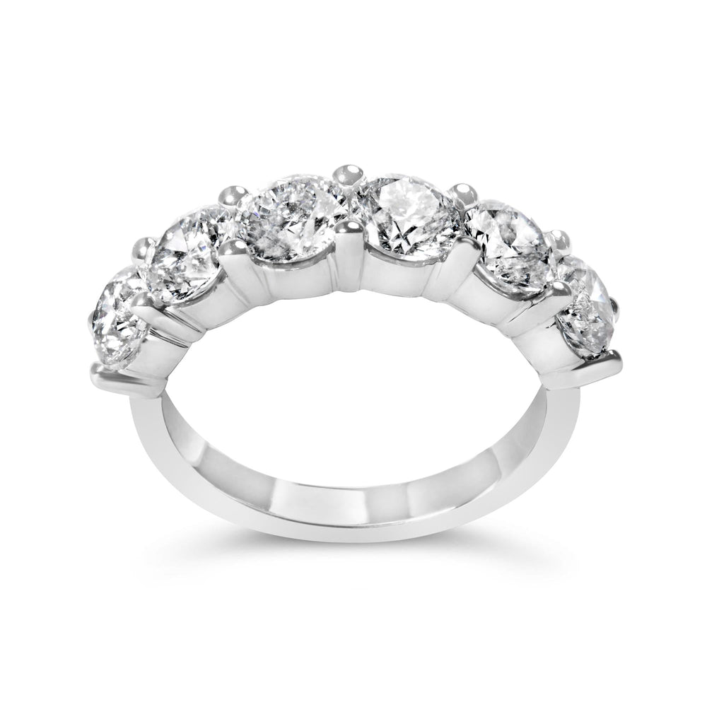 14K White Gold 3.0 Cttw Lab-Grown Diamond Shared Prong Set 6 Stone Band Ring (G-H Color, VS2-SI1 Clarity)