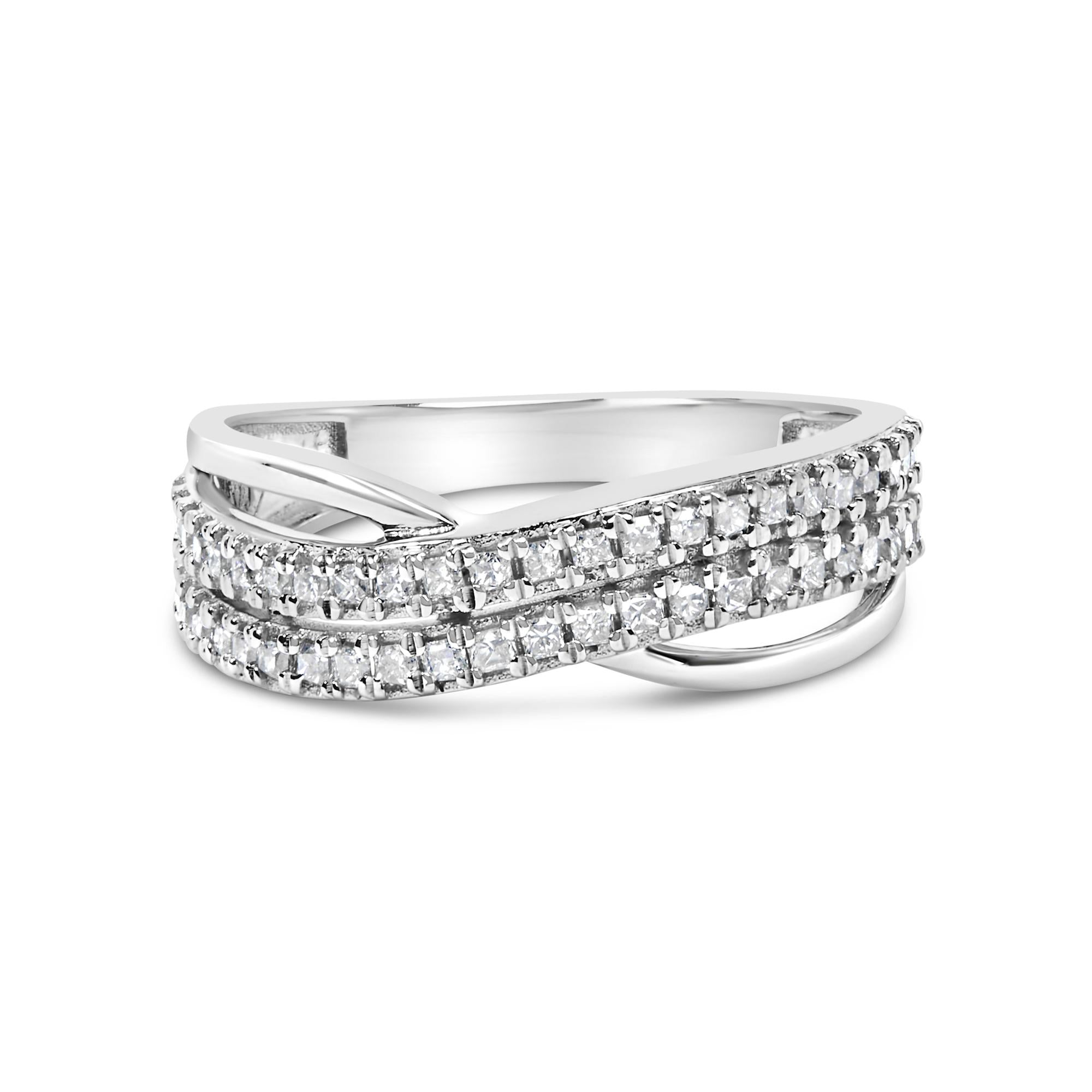 10K White Gold 1/2 Cttw Princess Diamond Split Shank Band Ring
