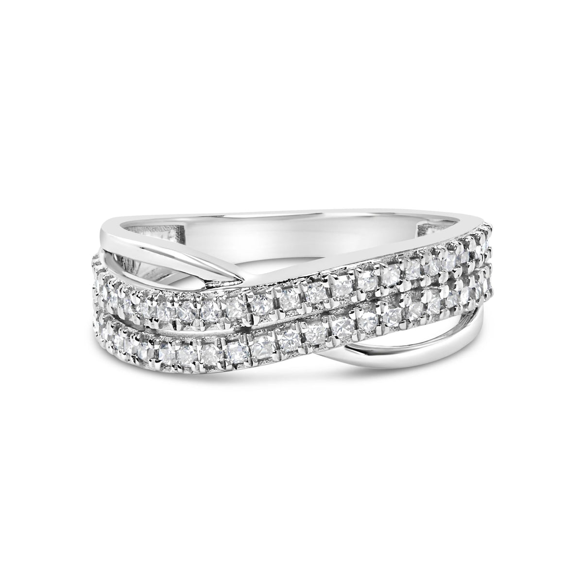 10K White Gold 1/2 Cttw Princess Diamond Split Shank Band Ring