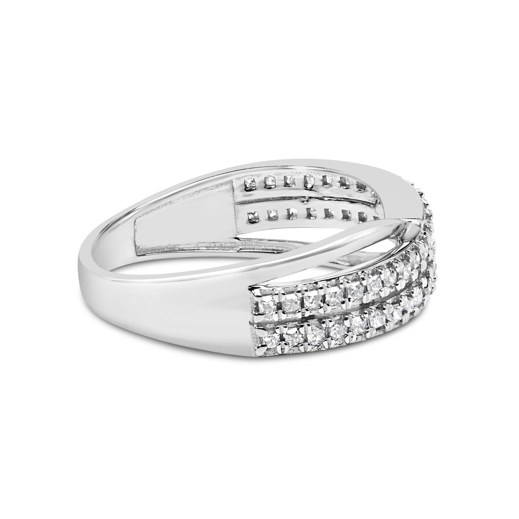 10K White Gold 1/2 Cttw Princess Diamond Split Shank Band Ring